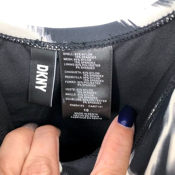 DKNY Ruffle One-piece Swimsuit Size 10 Black White Zebra Tummy Control NWT - Picture 9 of 12